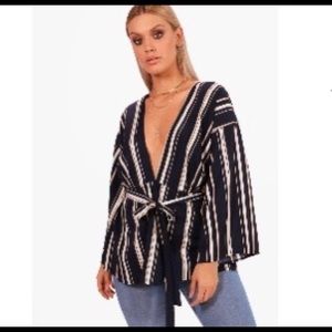 Navy Striped Boohoo Blouse